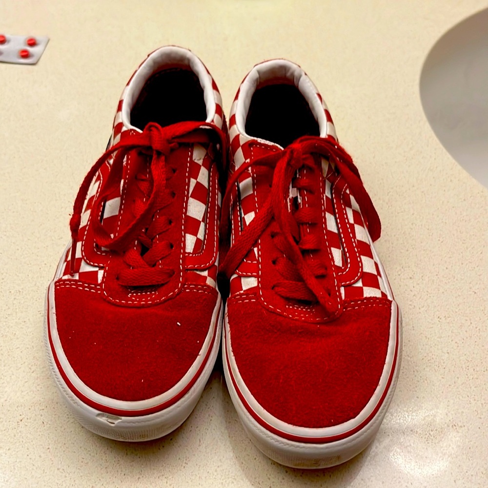 Vans Old Skool Checkerboard Red Unisex Shoes Youth size 1